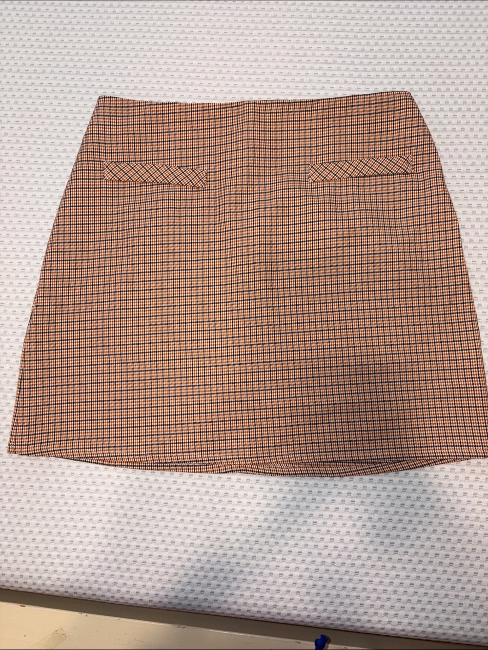 Altar'd State Orange & Black Plaid Mini Skirt